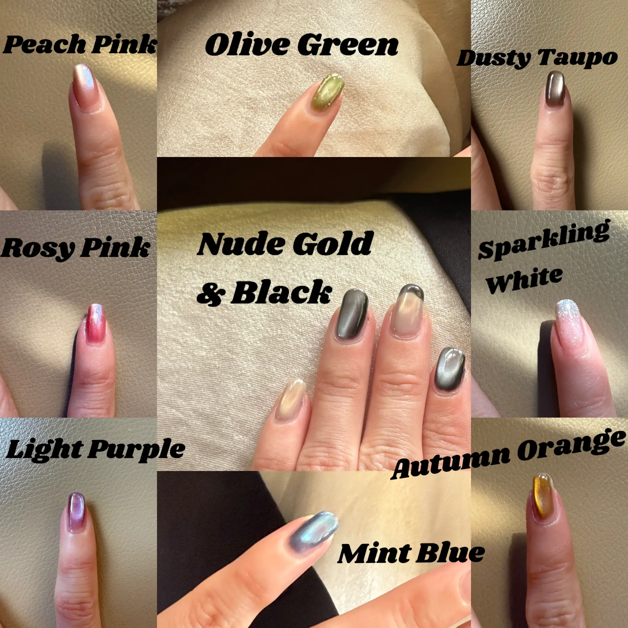 Cat-eye gel color swatches
